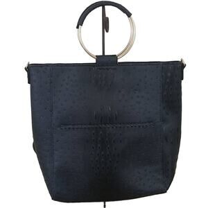 New Le Miel Vegan Croc Ostrich Black Tote